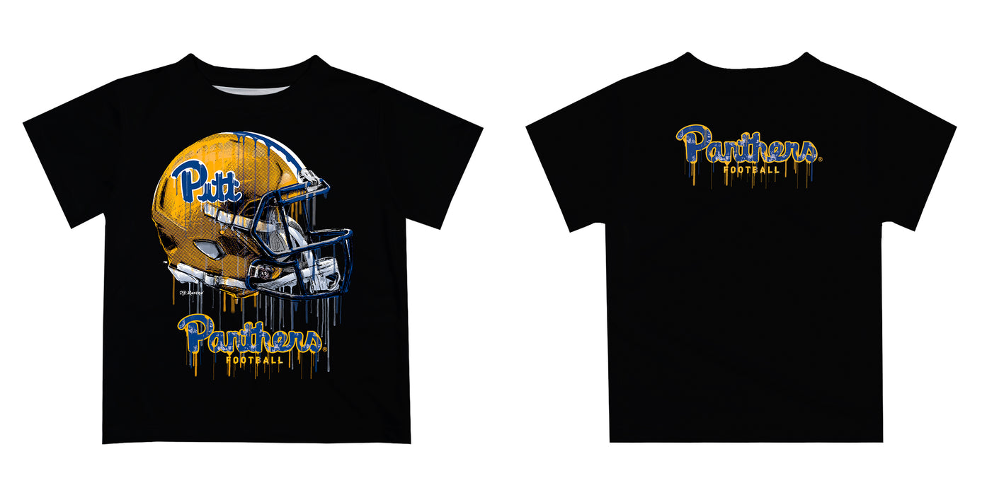 Pittsburgh Panthers UP Original Dripping Football Helmet Gold T-Shirt by Vive La Fete - Vive La Fête - Online Apparel Store