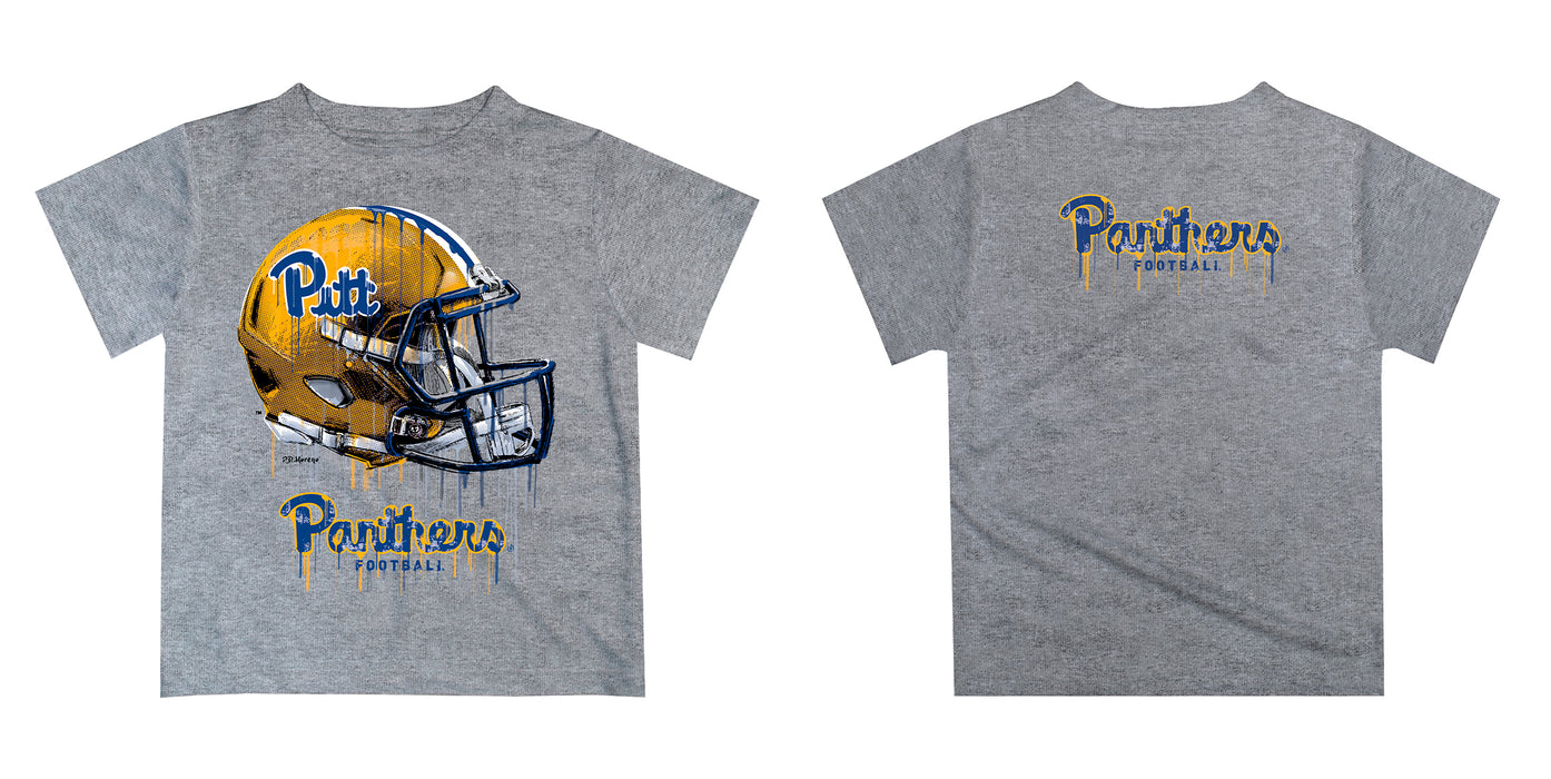 Pittsburgh Panthers UP Original Dripping Football Helmet Gold T-Shirt by Vive La Fete - Vive La Fête - Online Apparel Store