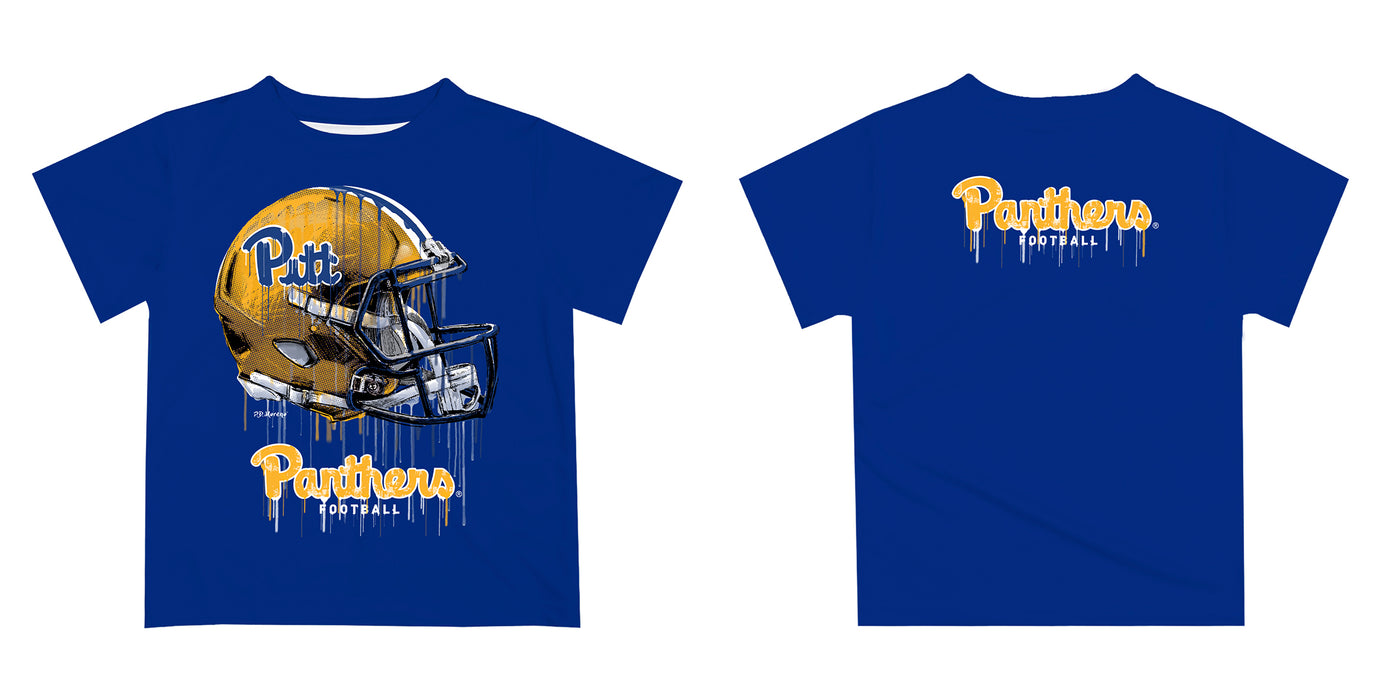 Pittsburgh Panthers UP Original Dripping Football Helmet Gold T-Shirt by Vive La Fete - Vive La Fête - Online Apparel Store