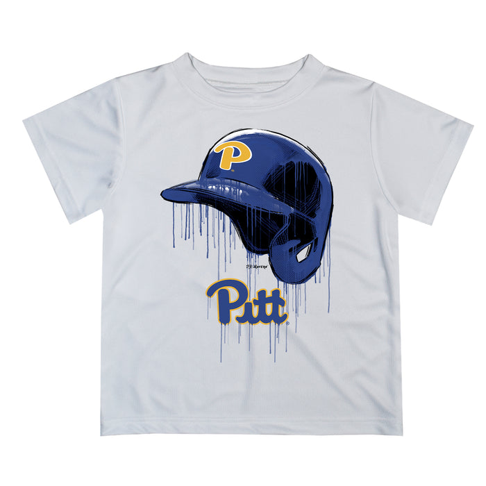 Pittsburgh Panthers UP Original Dripping Baseball Hat White T-Shirt by Vive La Fete