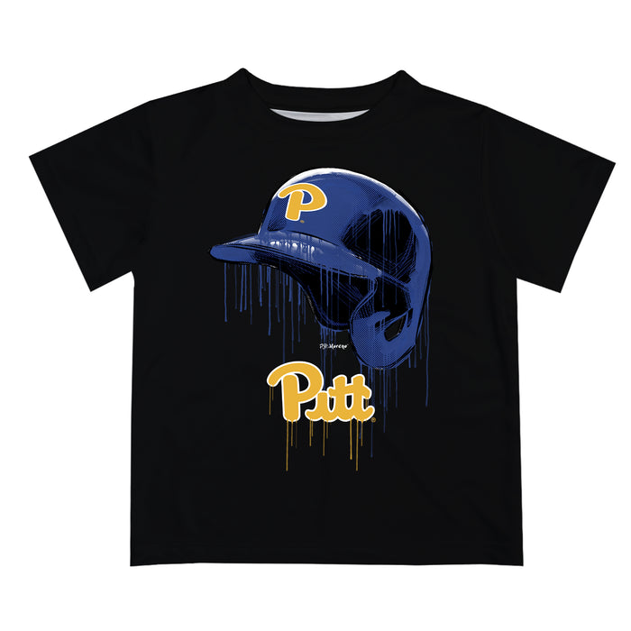 Pittsburgh Panthers UP Original Dripping Baseball Hat Black T-Shirt by Vive La Fete