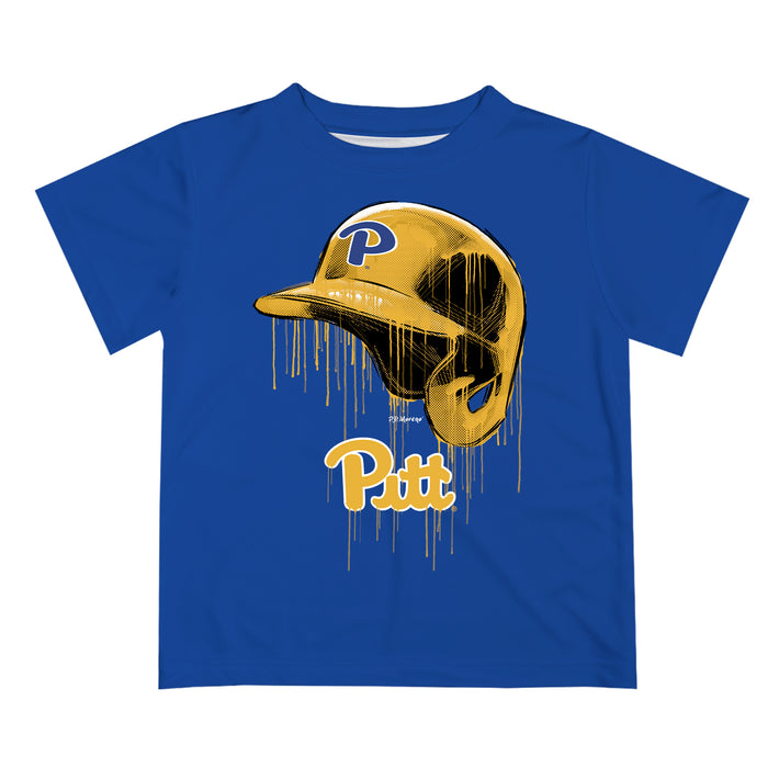 Pittsburgh Panthers UP Original Dripping Baseball Hat Blue T-Shirt by Vive La Fete