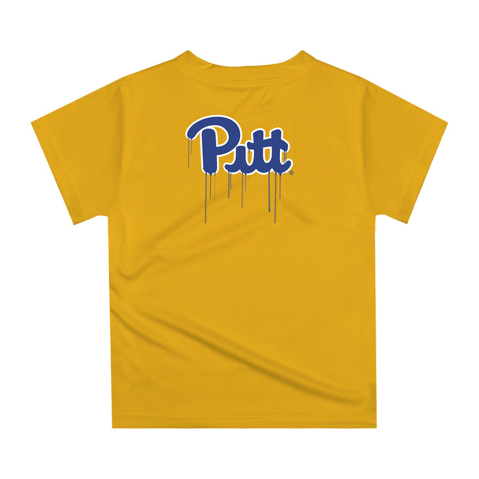 Pittsburgh Panthers UP Original Dripping Baseball Hat Gold T-Shirt by Vive La Fete - Vive La Fête - Online Apparel Store