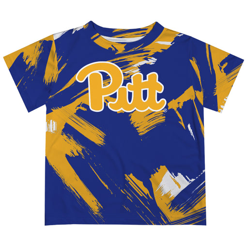 Pittsburgh Panthers UP Vive La Fete Boys Game Day Blue Short Sleeve Tee Paint Brush