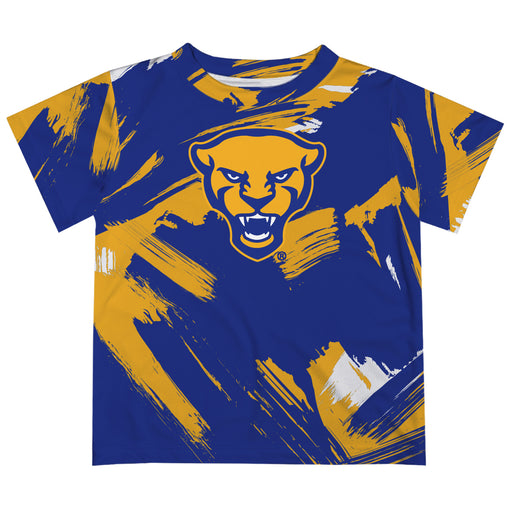 Pittsburgh Panthers UP Vive La Fete Boys Game Day Blue Short Sleeve Tee Paint Brush V2