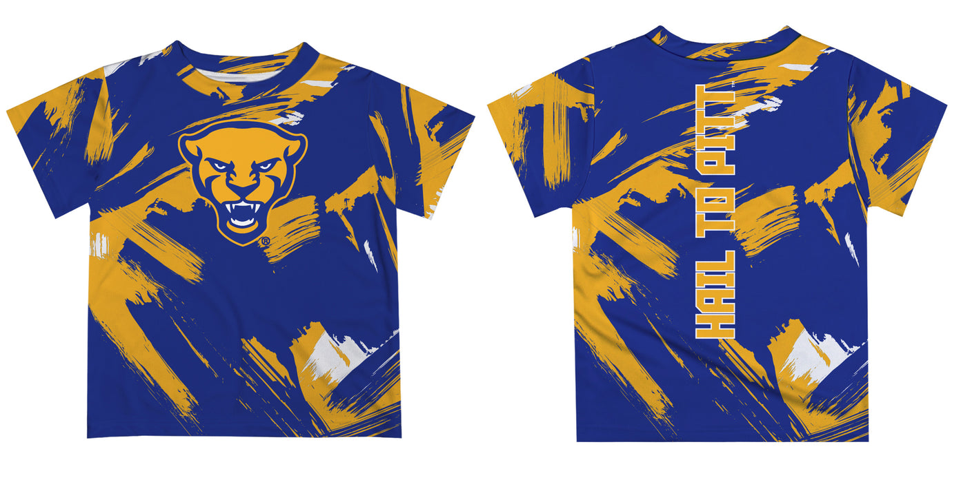 Pittsburgh Panthers UP Vive La Fete Boys Game Day Blue Short Sleeve Tee Paint Brush V2 - Vive La Fête - Online Apparel Store