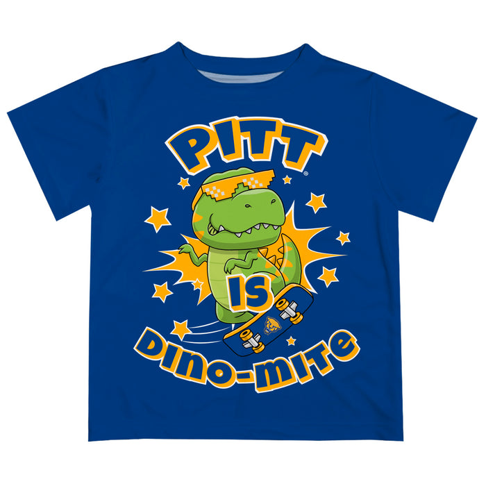 Pittsburgh Panthers UP Vive La Fete Dino-Mite Boys Game Day Blue Short Sleeve Tee