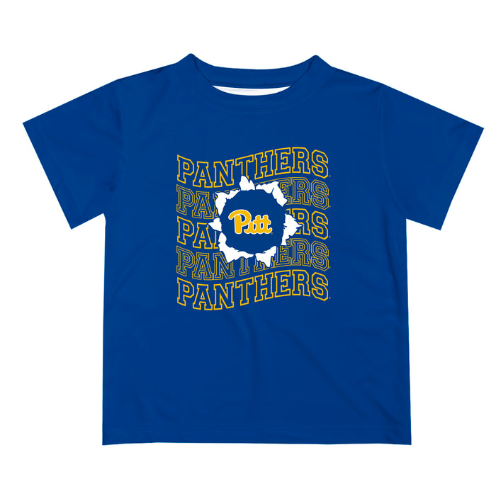 Pittsburgh Panthers UP Vive La Fete  Blue Art V1 Short Sleeve Tee Shirt
