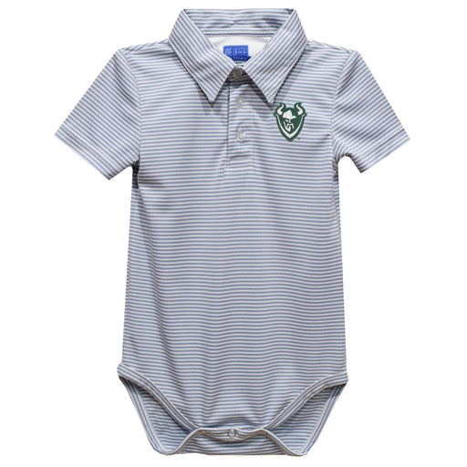 Portland State Vikings Embroidered Gray Stripe Knit Polo Onesie