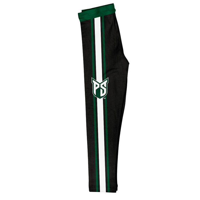 Portland State Vikings Vive La Fete Girls Game Day Black with Green Stripes Leggings Tights