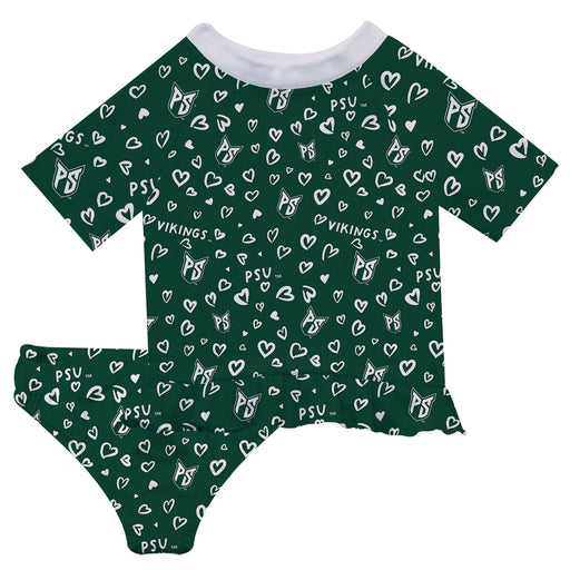 Portland State Vikings Vive La Fete All Over Logo Green Long Sleeve Bikini Set