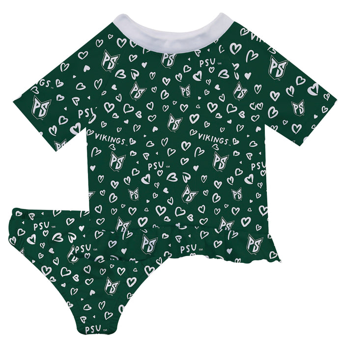 Portland State Vikings Vive La Fete All Over Logo Green Long Sleeve Bikini Set