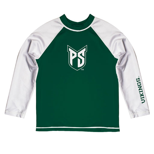 Portland State Vikings Vive La Fete Logo Green White Long Sleeve Raglan Rashguard