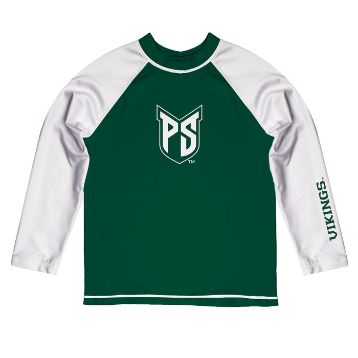 Portland State Vikings Vive La Fete Logo Green White Long Sleeve Raglan Rashguard