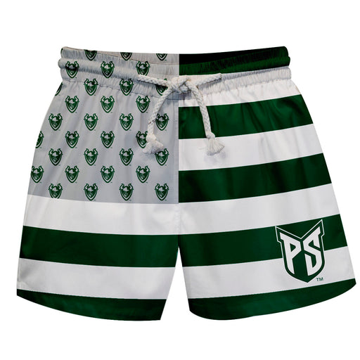 Portland State Vikings Vive La Fete Game Day Green White Gray Flag Swimtrunks V1