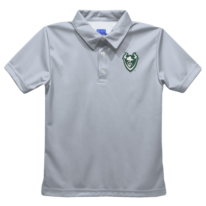 Portland State Vikings Embroidered Gray Short Sleeve Polo Box Shirt