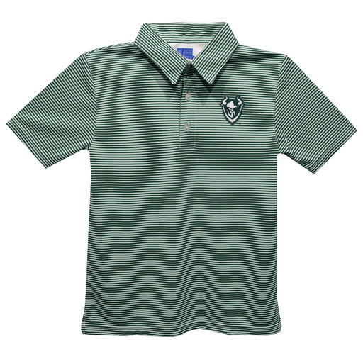 Portland State Vikings Embroidered Hunter Green Stripes Short Sleeve Polo Box Shirt