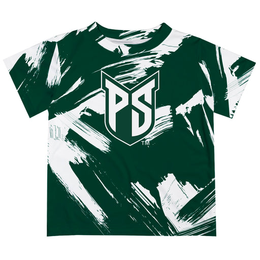 Portland State Vikings Vive La Fete Boys Game Day Green Short Sleeve Tee Paint Brush