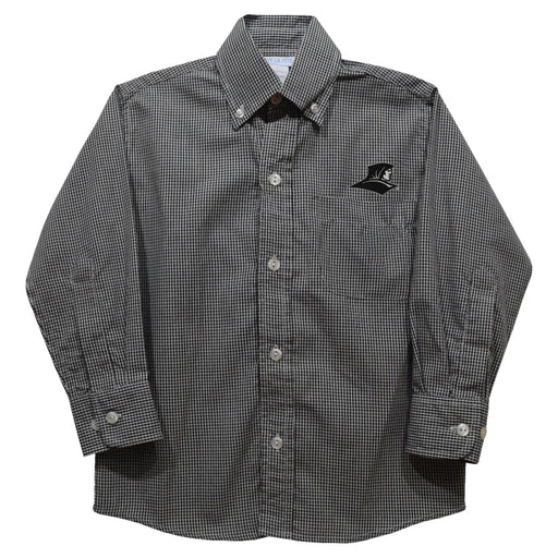 Providence Friars Embroidered Black Gingham Long Sleeve Button Down Shirt