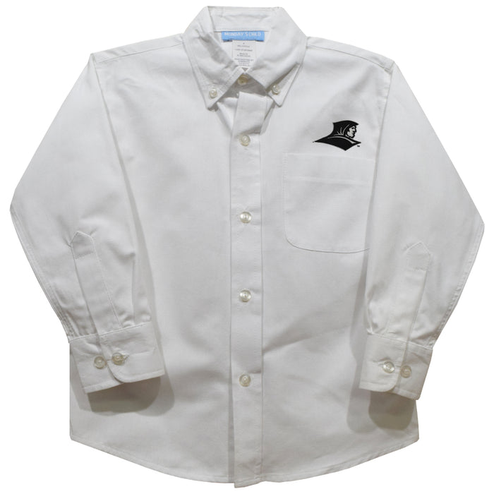 Providence Friars Embroidered White Long Sleeve Button Down Shirt