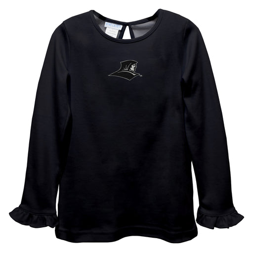 Providence Friars Embroidered Black Knit Long Sleeve Girls Blouse