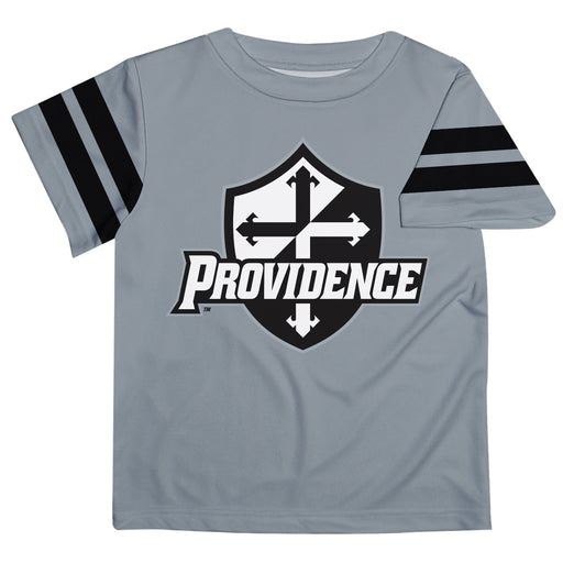 Providence Friars Vive La Fete Boys Game Day Gray Short Sleeve Tee with Stripes on Sleeves