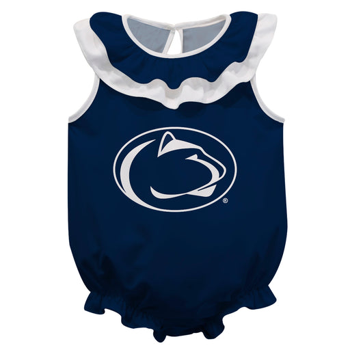 Penn State Nittany Lions Navy Sleeveless Ruffle Onesie Logo Bodysuit