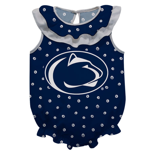 Penn State Nittany Lions Swirls Navy Sleeveless Ruffle Onesie Logo Bodysuit