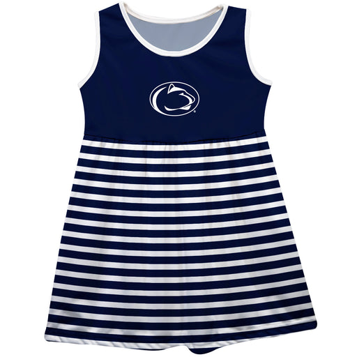 Penn State Nittany Lions Vive La Fete Girls Game Day Sleeveless Tank Dress Solid Navy Logo Stripes on Skirt