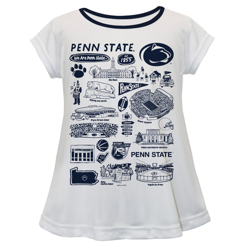 Penn State Nittany Lions Hand Sketched Vive La Fete Impressions Artwork White Short Sleeve Top