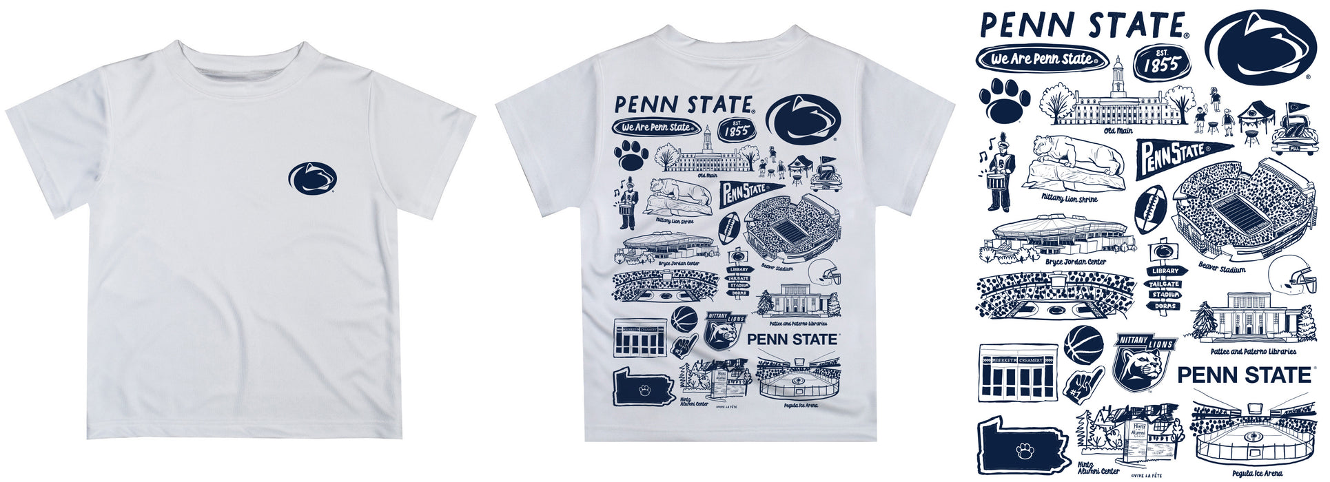 Penn State Nittany Lions Hand Sketched Vive La Fete Impressions Artwork Boys Navy Short Sleeve Tee Shirt - Vive La Fête - Online Apparel Store