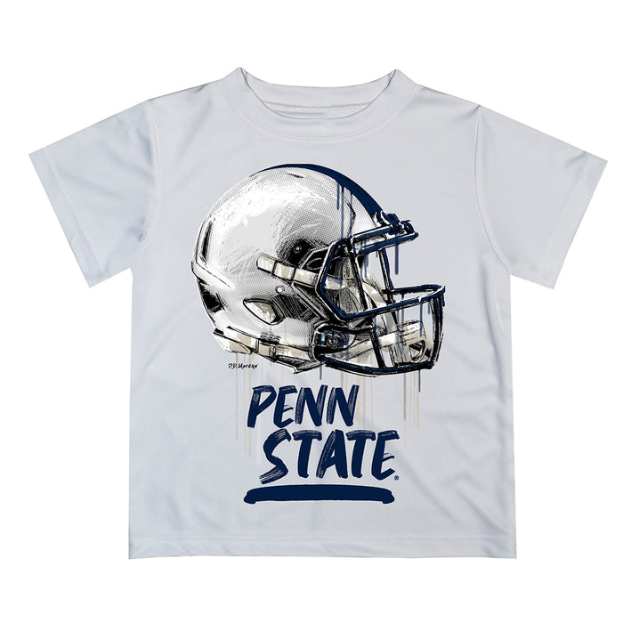 Penn State Nittany Lions Original Dripping Football Helmet White T-Shirt by Vive La Fete