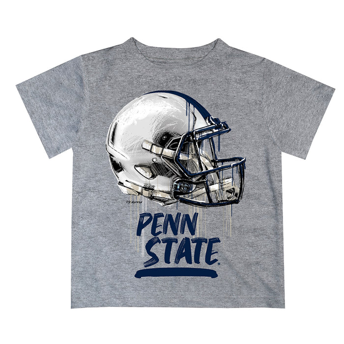 Penn State Nittany Lions Original Dripping Football Helmet Gray T-Shirt by Vive La Fete