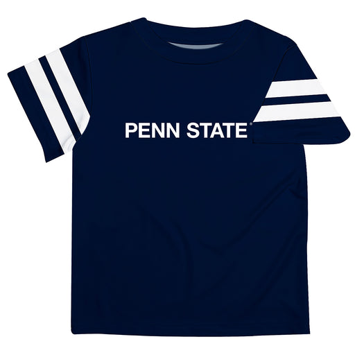 Penn State Nittany Lions Vive La Fete Boys Game Day Navy Short Sleeve Tee with Stripes on Sleeves