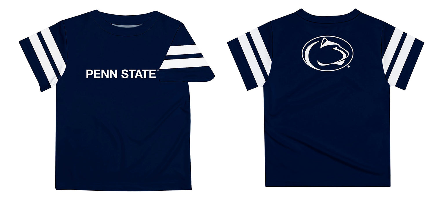 Penn State Nittany Lions Vive La Fete Boys Game Day Navy Short Sleeve Tee with Stripes on Sleeves - Vive La Fête - Online Apparel Store