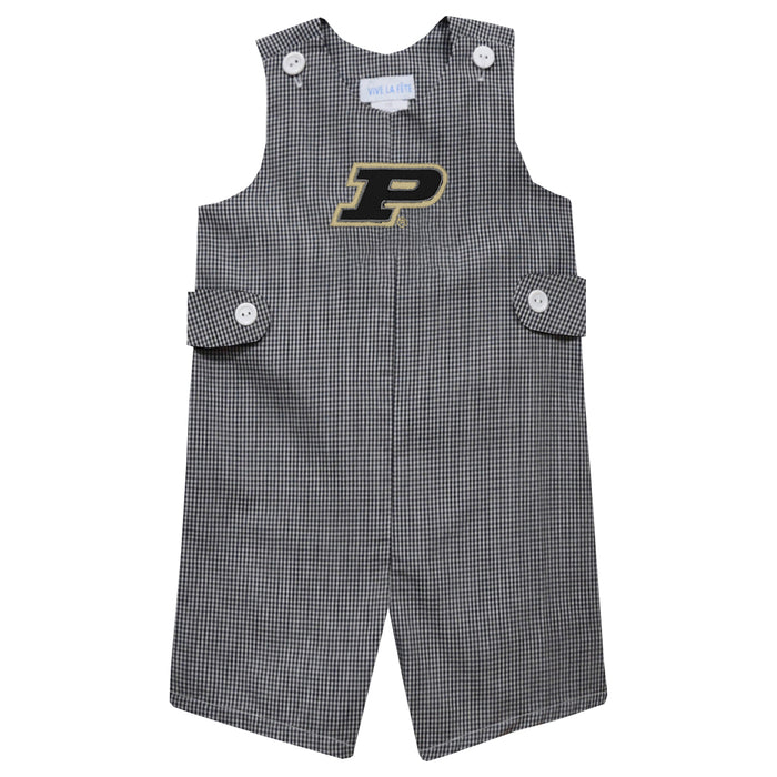 Purdue University Boilermakers Embroidered Black Gingham Boys Jon Jon