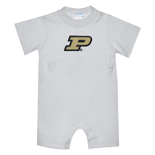 Purdue University Boilermakers Embroidered White Knit Short Sleeve Boys Romper