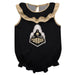 Purdue University Boilermakers Black Sleeveless Ruffle Onesie Logo Bodysuit