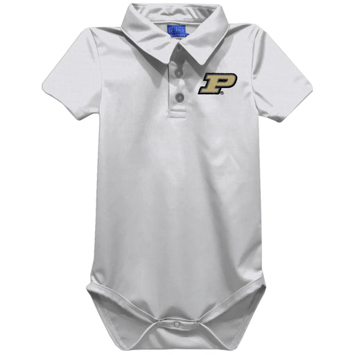 Purdue University Boilermakers Embroidered White Solid Knit Boys Polo Bodysuit