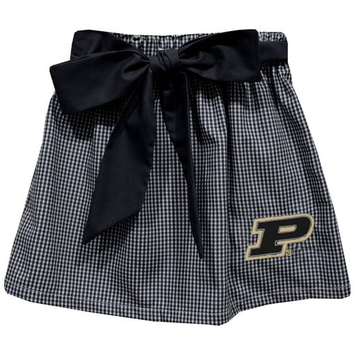 Purdue University Boilermakers Embroidered Black Gingham Skirt With Sash