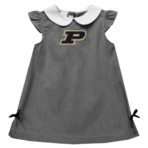 Purdue University Boilermakers Embroidered Black Gingham A Line Dress