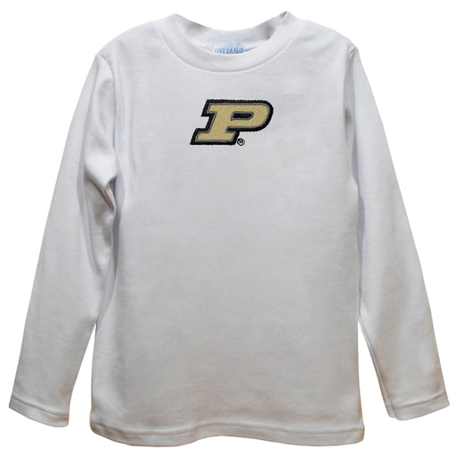 Purdue University Boilermakers Embroidered White Knit Long Sleeve Boys Tee Shirt