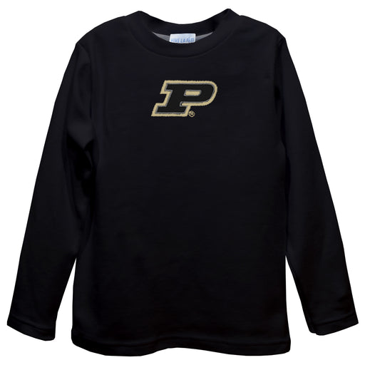 Purdue University Boilermakers Embroidered Black Knit Long Sleeve Boys Tee Shirt