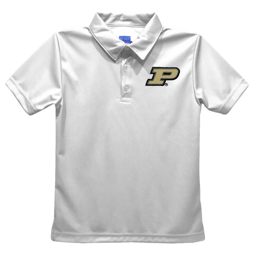 Purdue University Boilermakers Embroidered White Short Sleeve Polo Box Shirt