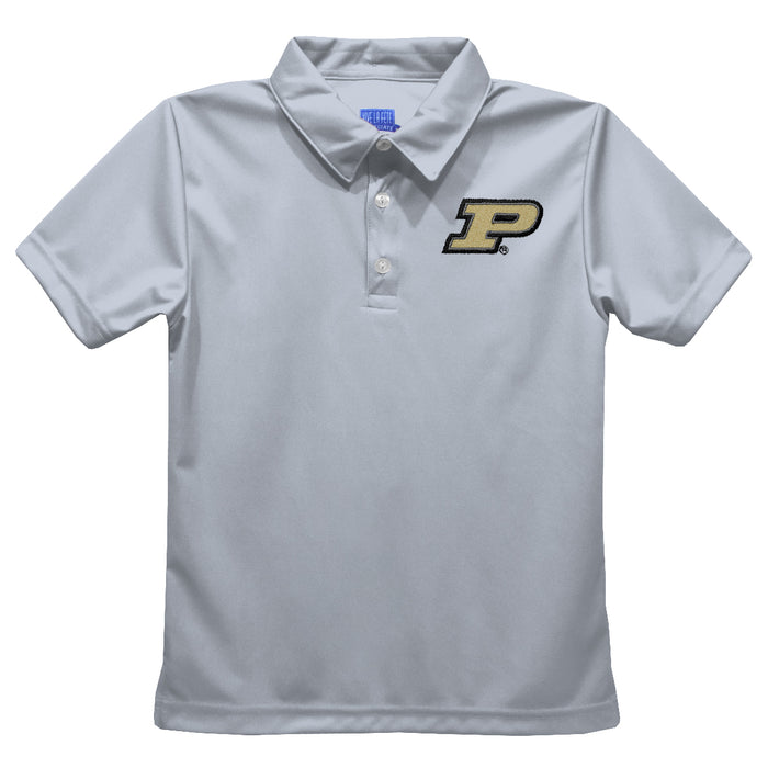 Purdue University Boilermakers Embroidered Gray Short Sleeve Polo Box Shirt