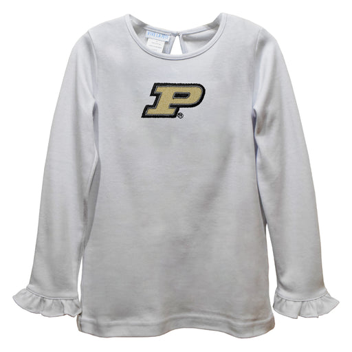 Purdue University Boilermakers Embroidered White Knit Long Sleeve Girls Blouse