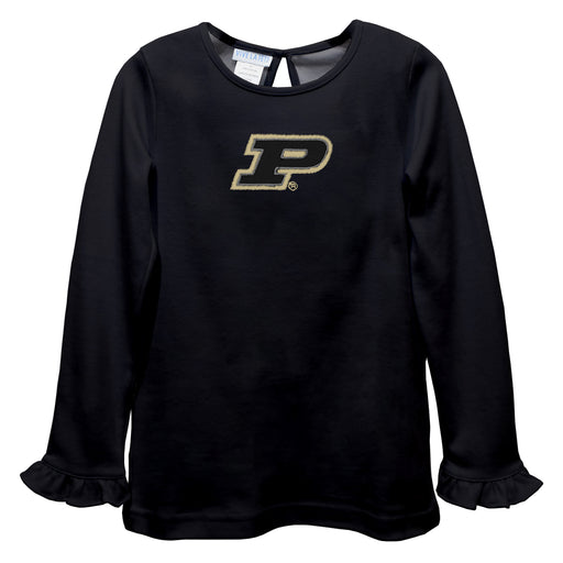 Purdue University Boilermakers Embroidered Black Knit Long Sleeve Girls Blouse