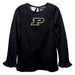 Purdue University Boilermakers Embroidered Black Knit Long Sleeve Girls Blouse