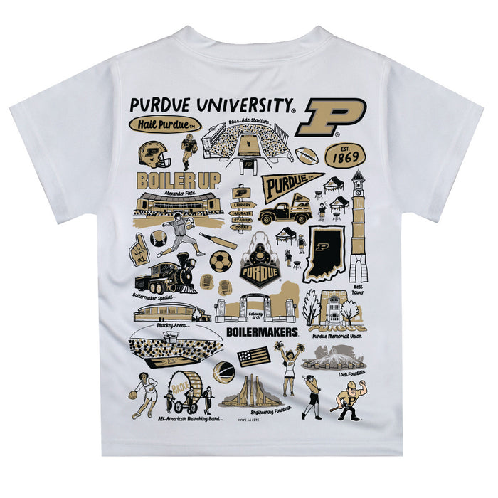 Purdue University Boilermakers Hand Sketched Vive La Fete Impressions Artwork Boys Gold Short Sleeve Tee Shirt - Vive La Fête - Online Apparel Store