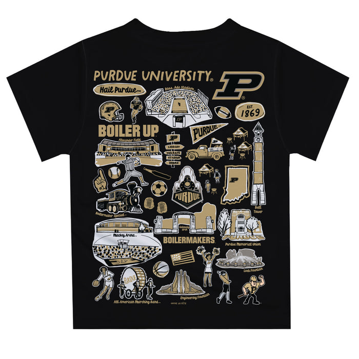 Purdue University Boilermakers Hand Sketched Vive La Fete Impressions Artwork Boys Gold Short Sleeve Tee Shirt - Vive La Fête - Online Apparel Store